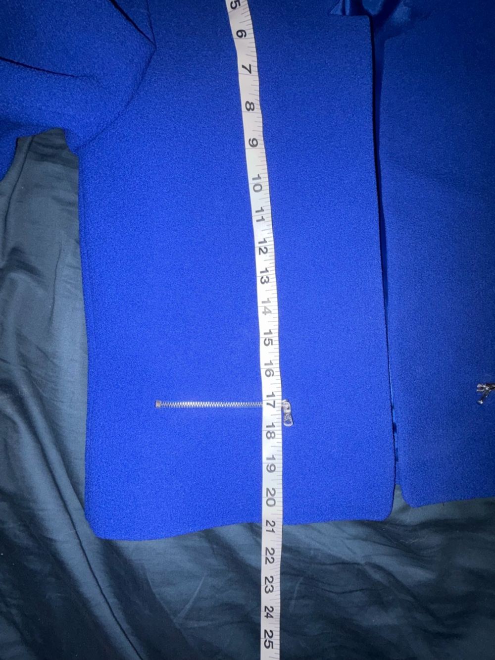 Tahari Arthur S. Levine Cobalt Blue Collarless Zip-Pocket Blazer - Picture 6 of 6